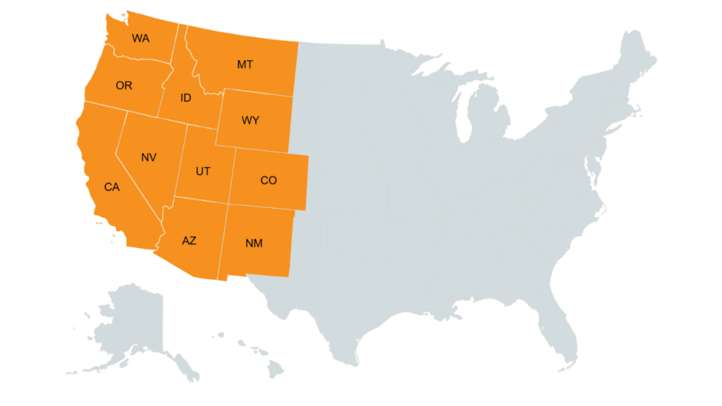 West Coast States Service Area Map
